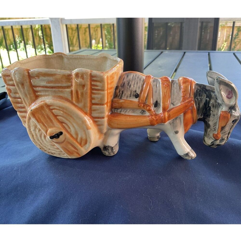 Vintage Japan Ceramic Donkey Planter
